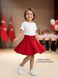 Kırmızı Fiyonklu Etek